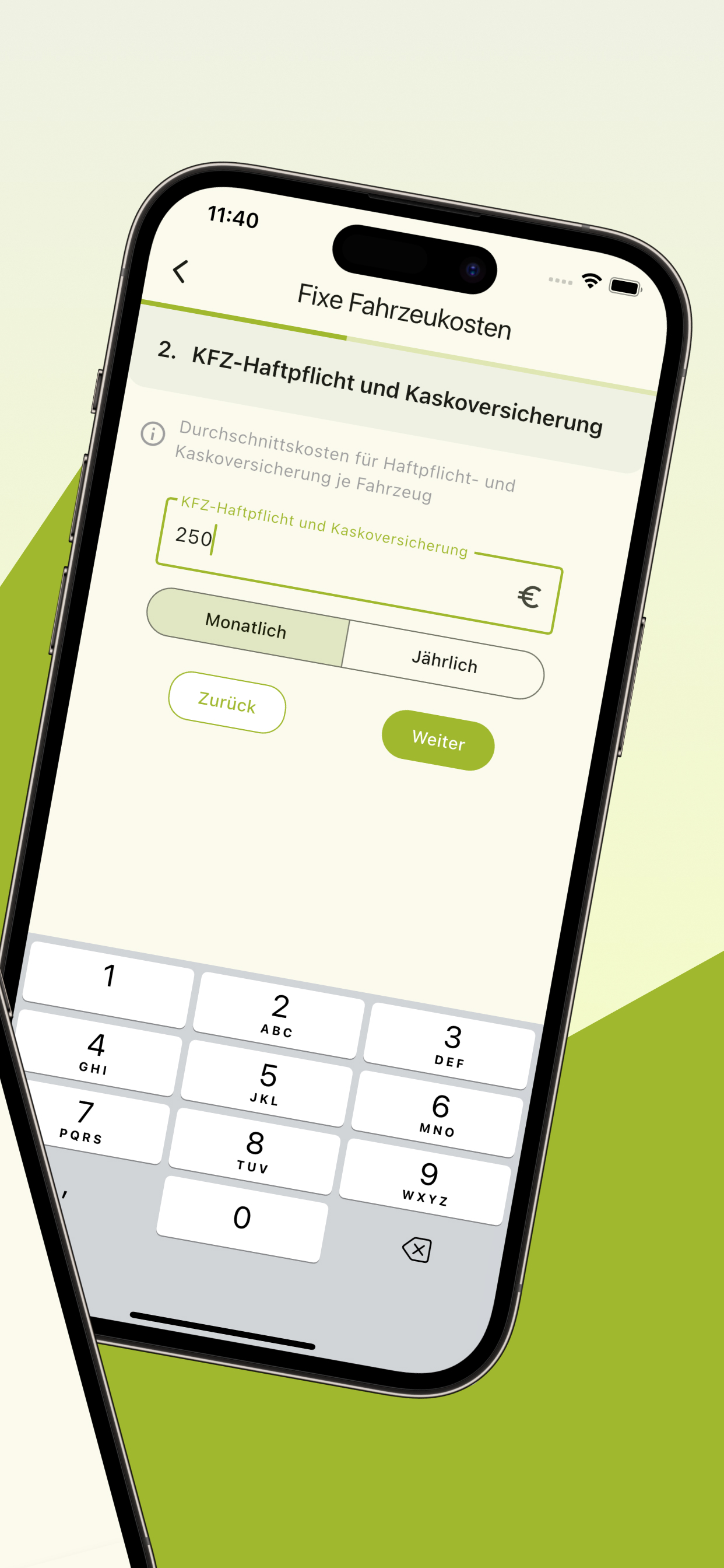 Tourkostenrechner auf Smartphone